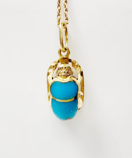 Gold and turquoise beetle pendant "Amunet"