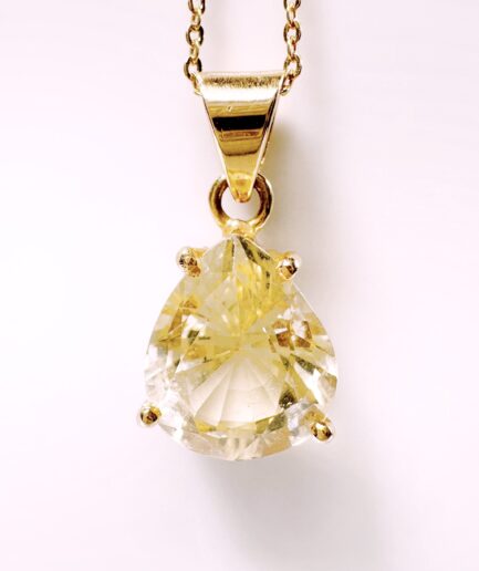 Gold and citrine drop pendant "Amandine"