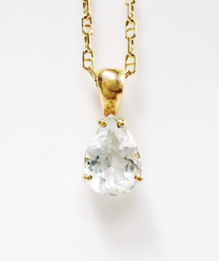 Pendentif goutte or et aigue-marine "Azurine"