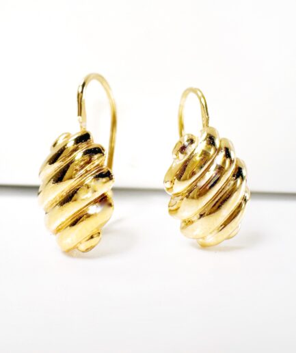 Gold gadroon leverback earrings "Darcy" 
