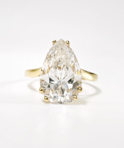 Bague solitaire or jaune et pierre du Rhin taille poire "Aubrine"