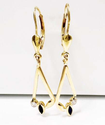 Boucles d'oreilles pendantes saphir bleu et blanc "Genna"