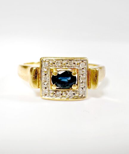 Bague or saphir ovale et diamants "Merina"