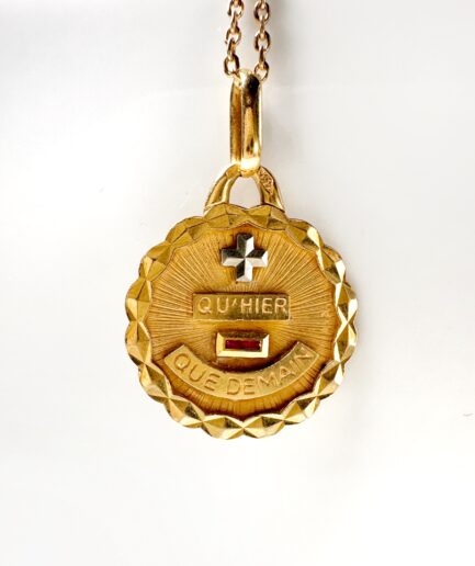 Médaille d'amour or et rubis Augis "Rosemonde"