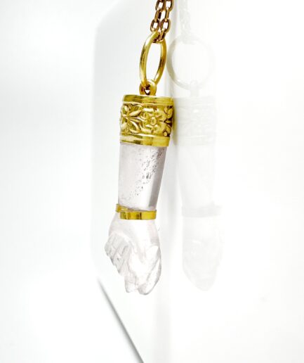 Pendentif Mano Figa porte bonheur or et quartz "Felice"