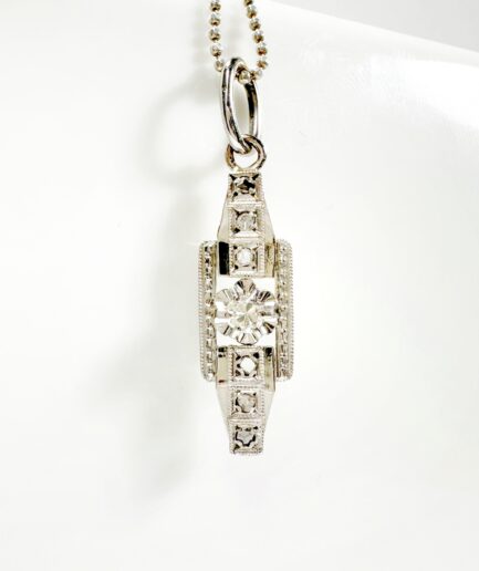 Art Deco pendant in white gold and diamonds "Adélie"