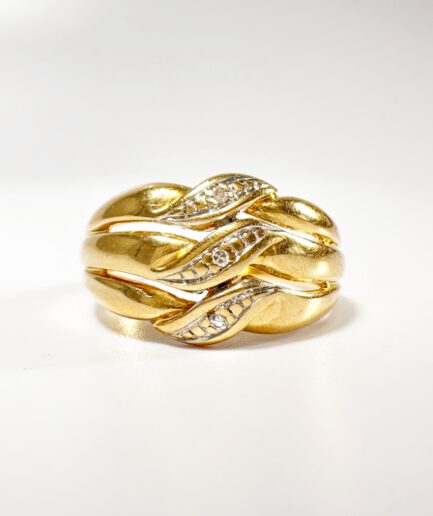 Bague entrelacs or et diamants "Lysalune"