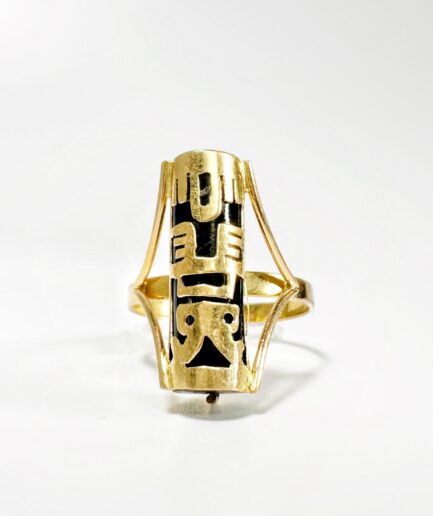 Bague Tiki or et jais "Mana"