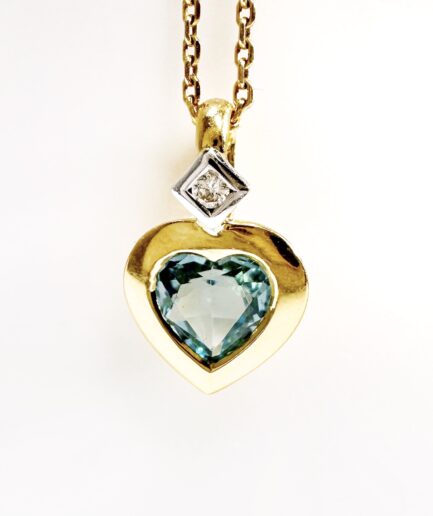 Pendentif cœur or et aigue marine "Sephyra"