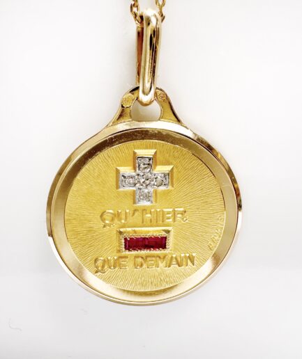 Médaille d'amour or, rubis et diamant Augis "Rosine"