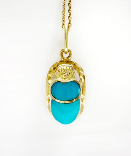 Pendentif scarabée or et émail turquoise "Kaerin"
