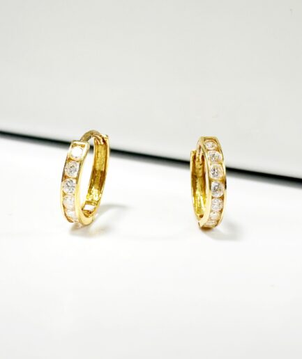 Gold and white sapphire hoop earrings "Lucetta"