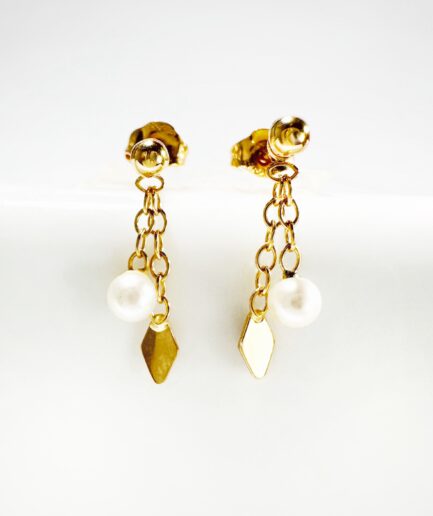 Boucles d'oreilles pendantes or et perles "Edelline"