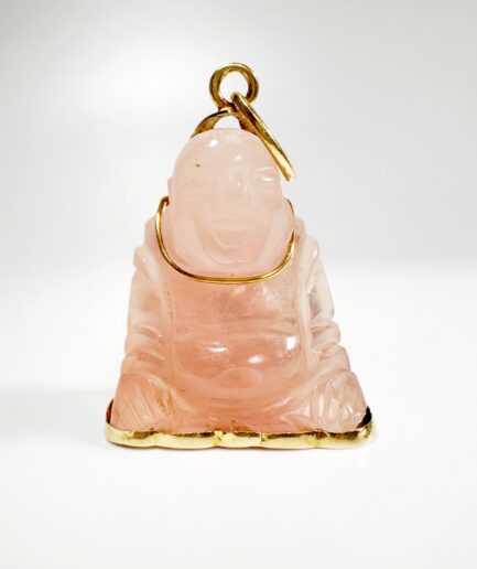 Pendentif Bouddha quartz rose et or "Mí Lè"