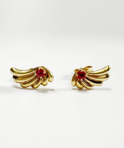 Puces d'oreilles or et rubis "Lubelle"