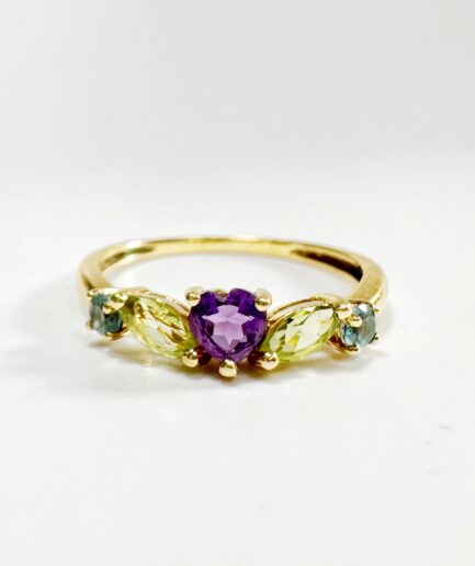 Bague or tutti frutti pastel "Leandra"