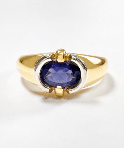 Bague solitaire or et iolite "Eydis"