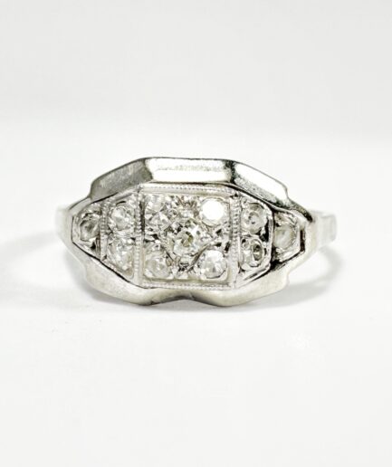 Bague Art déco or blanc et diamants "Adélyne"