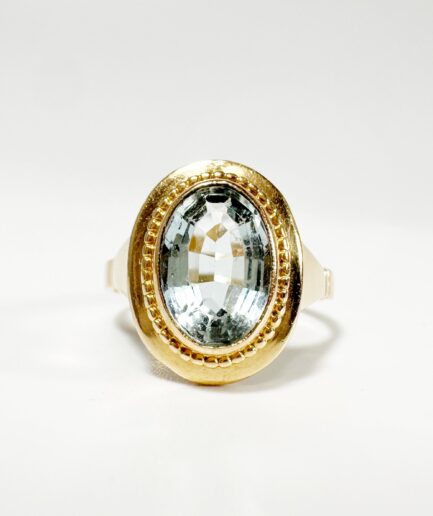 Gold and oval cut Aquamarine Solitaire Ring "Alana"