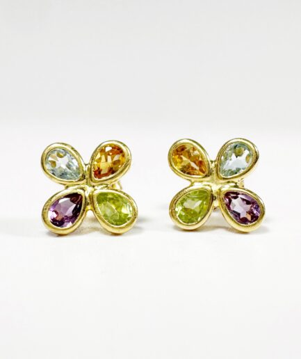 Puces d'oreilles tutti frutti pastel et or "Ilona"