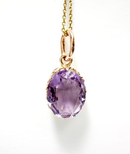 Pendentif or et améthyste "Jacinthe"