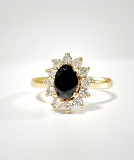 Bague marquise or, saphir et diamants "Dorine"