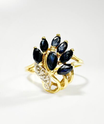 Bague or, saphirs et diamant "Irise"