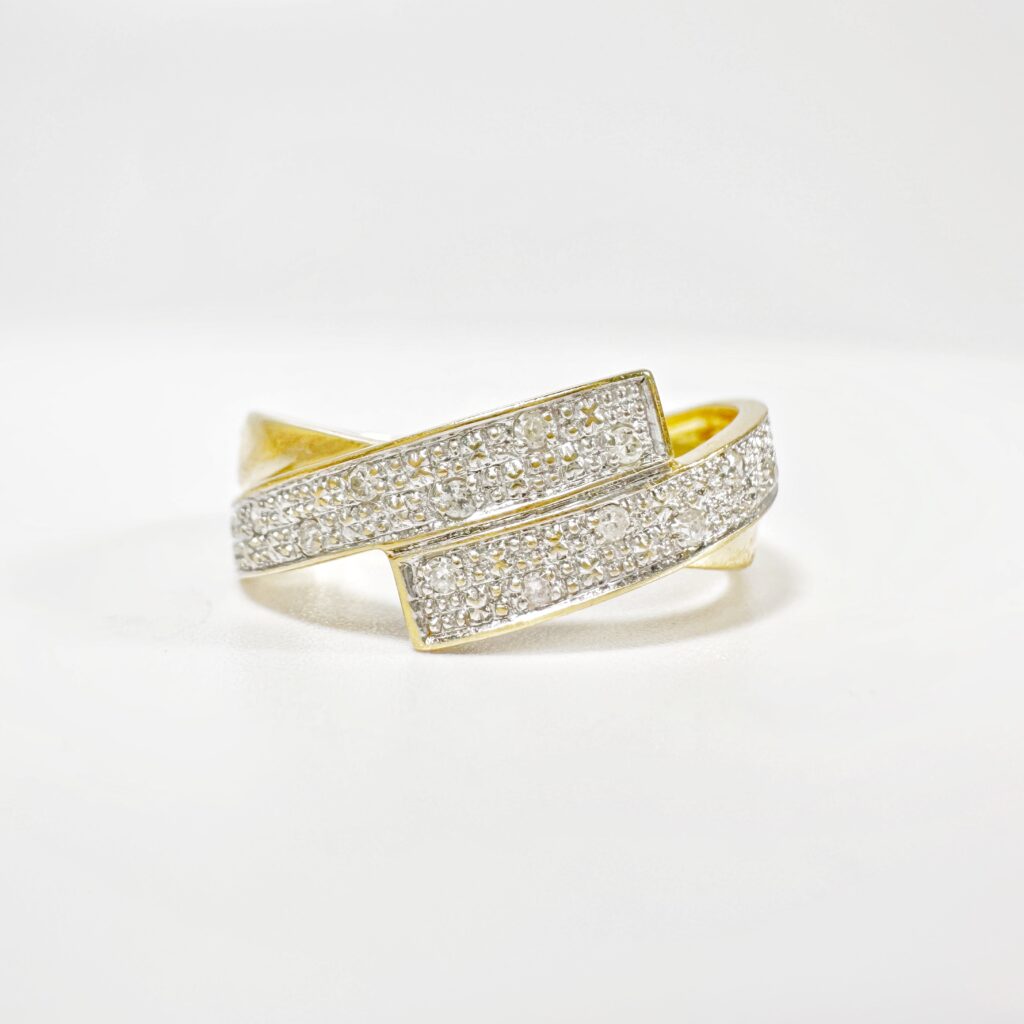Gold and Diamond Ribbon Ring 
