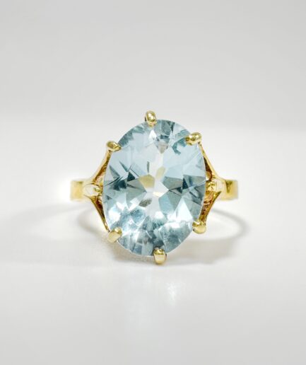 Bague solitaire or et aigue marine "Elba"