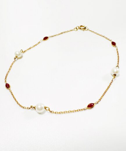 Bracelet or, perles et rubis "Salina"