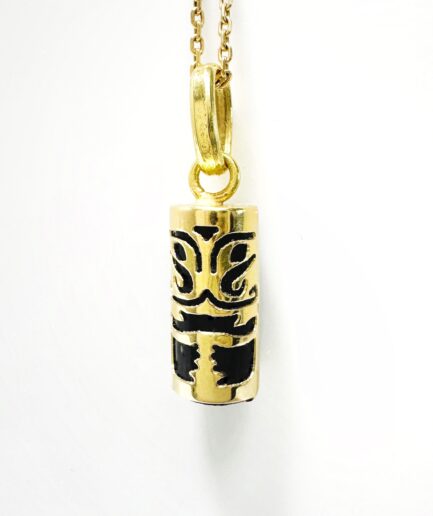 Pendentif Tiki or et jais "Noa"