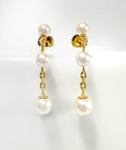 Boucles d'oreilles pendantes or et perles "Blanca"