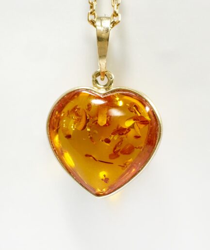 Pendentif cœur or et ambre "Kaïla"