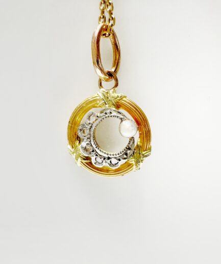 Pendentif or, diamant et perle fine "Lunelle"