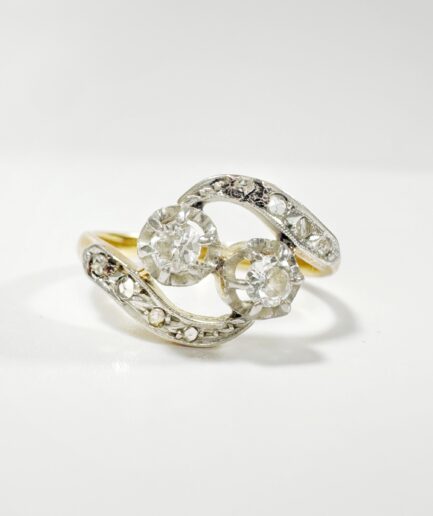 Bague toi et moi diamants sur or jaune et blanc "Diaphane"