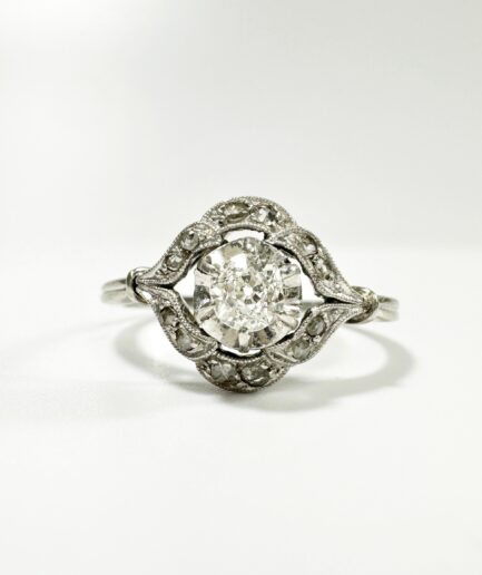 Bague Art Nouveau or blanc et diamant "Maryse"