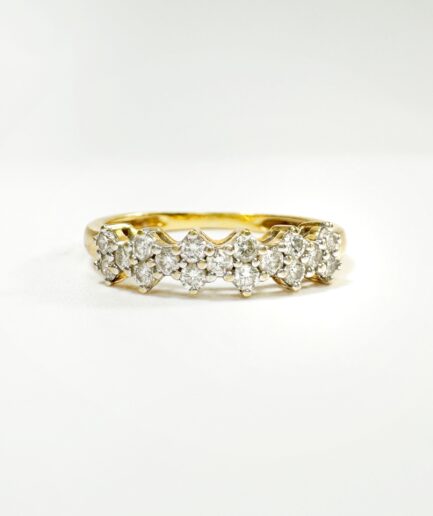 Demi alliance or jaune et diamants "Neva"