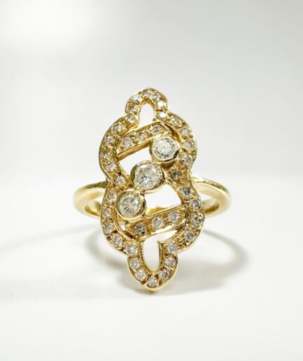 Bague style Art Déco or et diamants "Lenore"