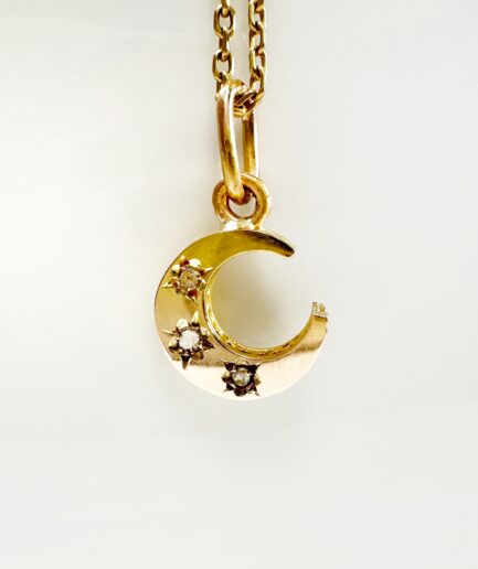Pendentif lune or et diamants "Célestia"