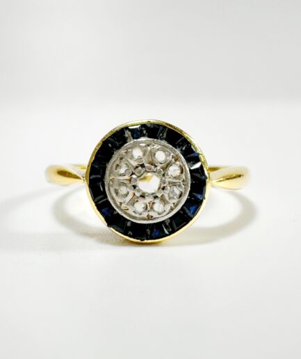 Gold Sapphire and diamond Art Deco Ring "Laurena"