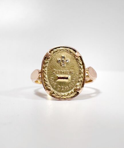 Gold and ruby Augis signet love ring "Edmond"