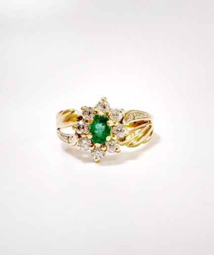 Gold and emerald marquise ring "Evana"