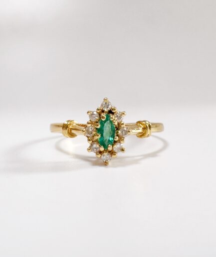 Gold, Diamond and Emerald Marquise Ring "Selina"