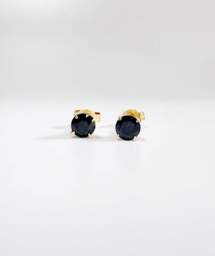 Gold and onyx solitaire stud earrings "Calissa"