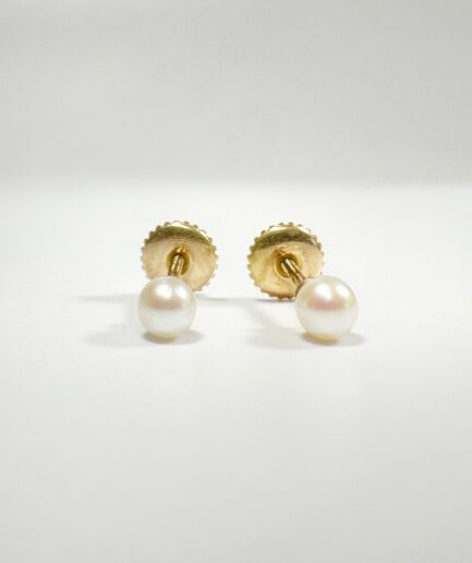Gold stud earrings and pearls "Blandine"