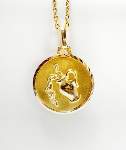 Gold Aquarius Astrological Lucky Medal "Aster"