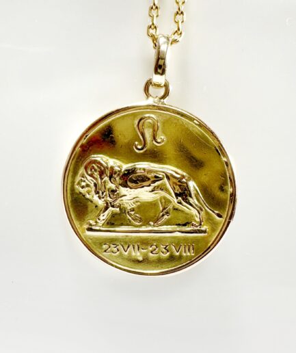 Médaille porte-bonheur astrologique Lion or "Ronan"