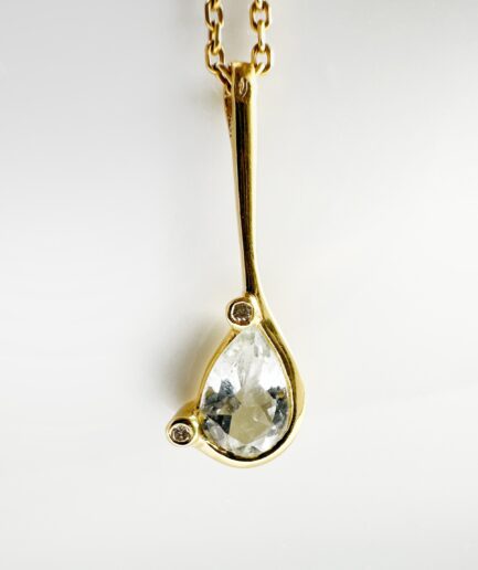 Gold, aquamarine and diamond drop pendant "Azura"