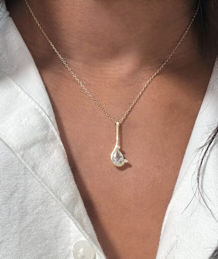 Pendentif goutte or et aigue-marine "Azura"