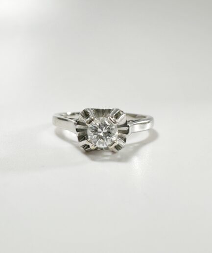 Solitaire or blanc et diamant "Agnès"